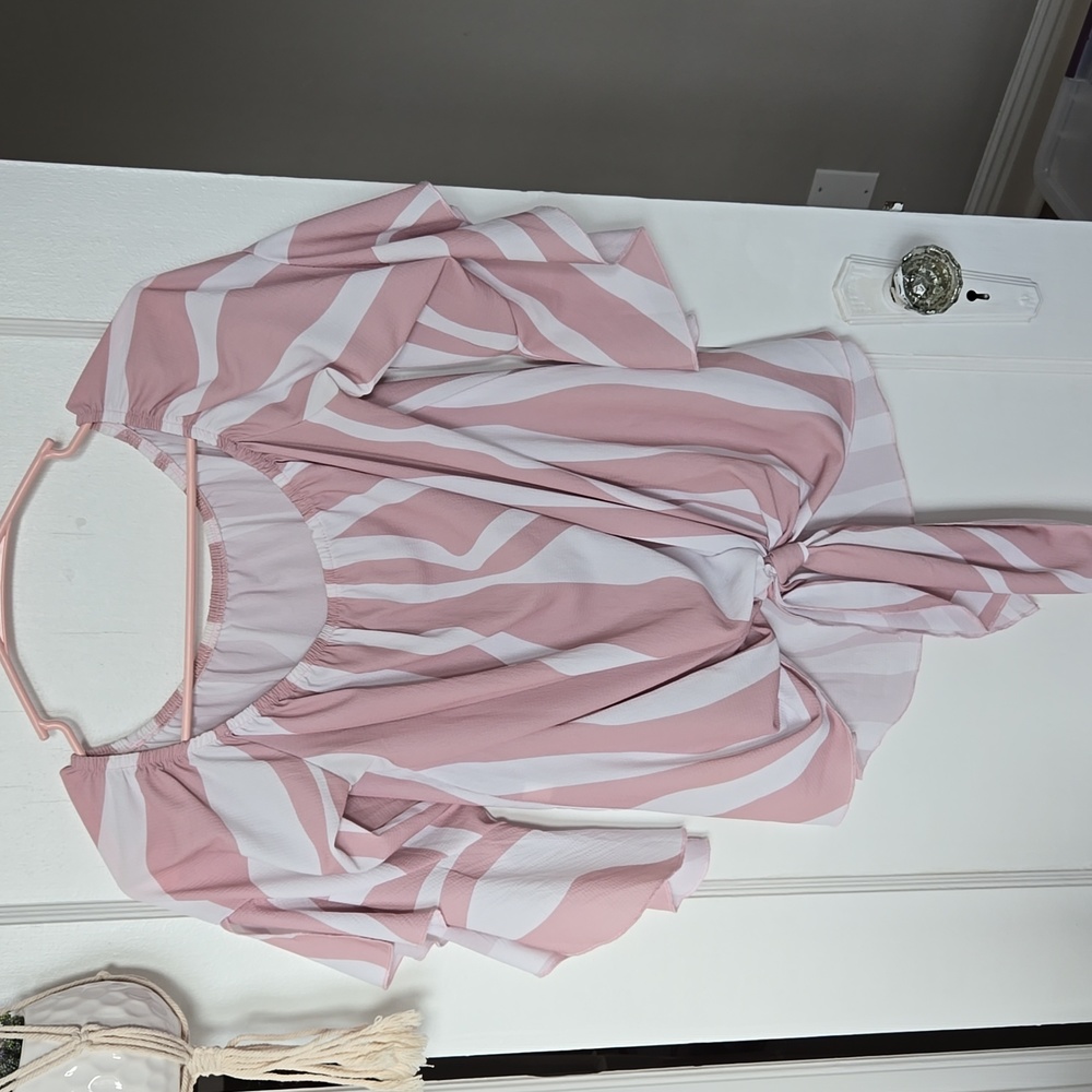 Off Shoulder Floral Tie Blouse